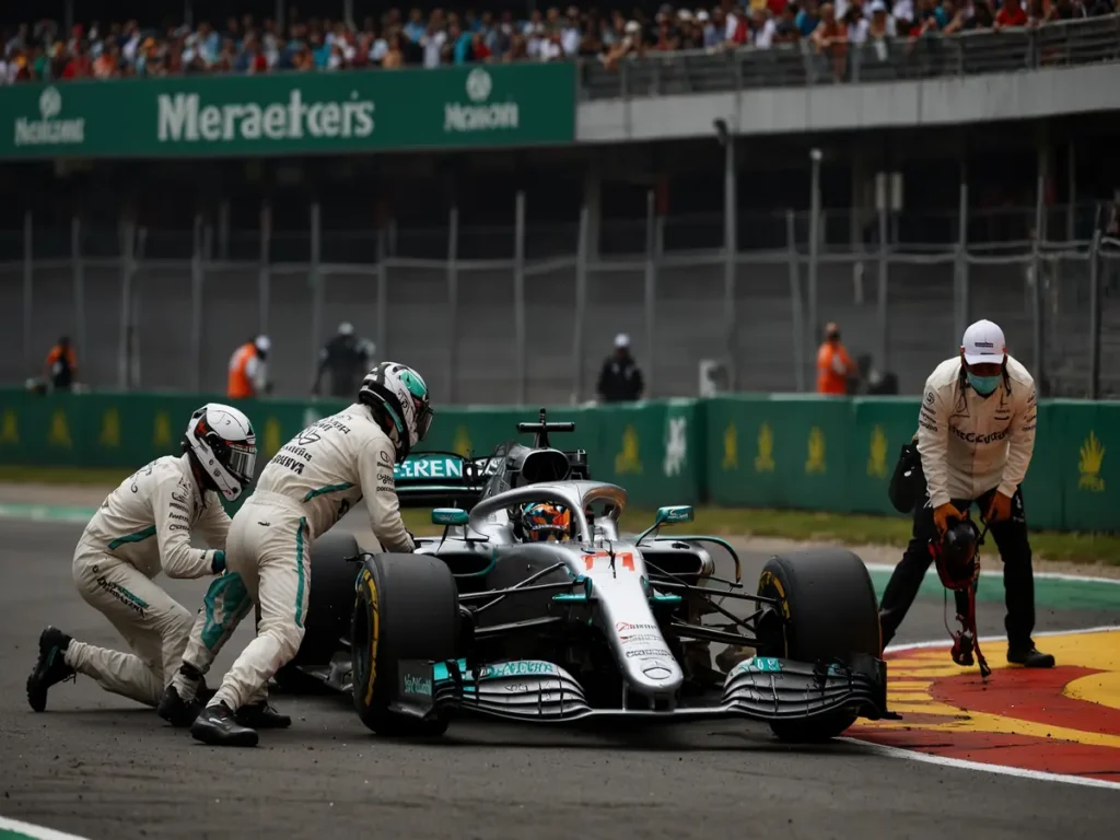Errore del Box Mercedes: la Caduta di Russell a Barcellona Causata da un Pit Stop Errato